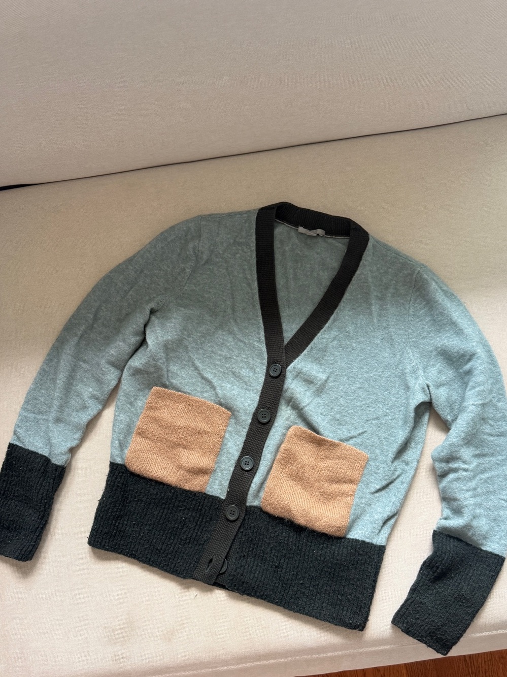 COS Wool  Colorblock Neutral Earthy Tones Button-up Cardigan - Picture 3 of 10